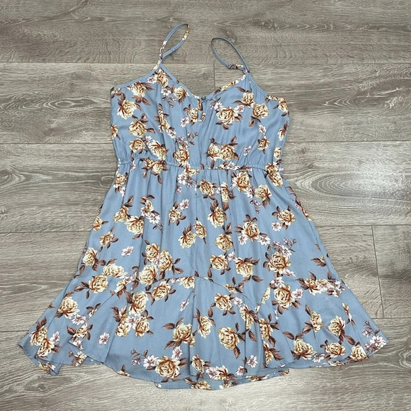 NWOT Three Pink Hearts Blue Floral Spaghetti Strap Dress XL - Picture 16 of 16